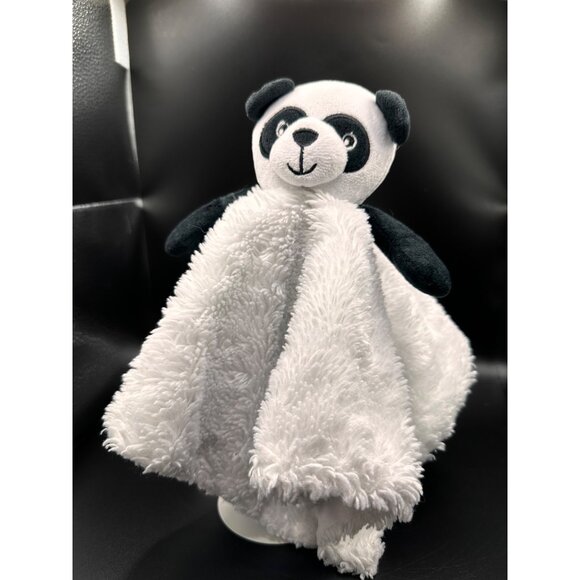 Okie Dokie Panda Plush Baby Security Blanket Lovey Black White Swirl 13” Plush - Picture 8 of 10